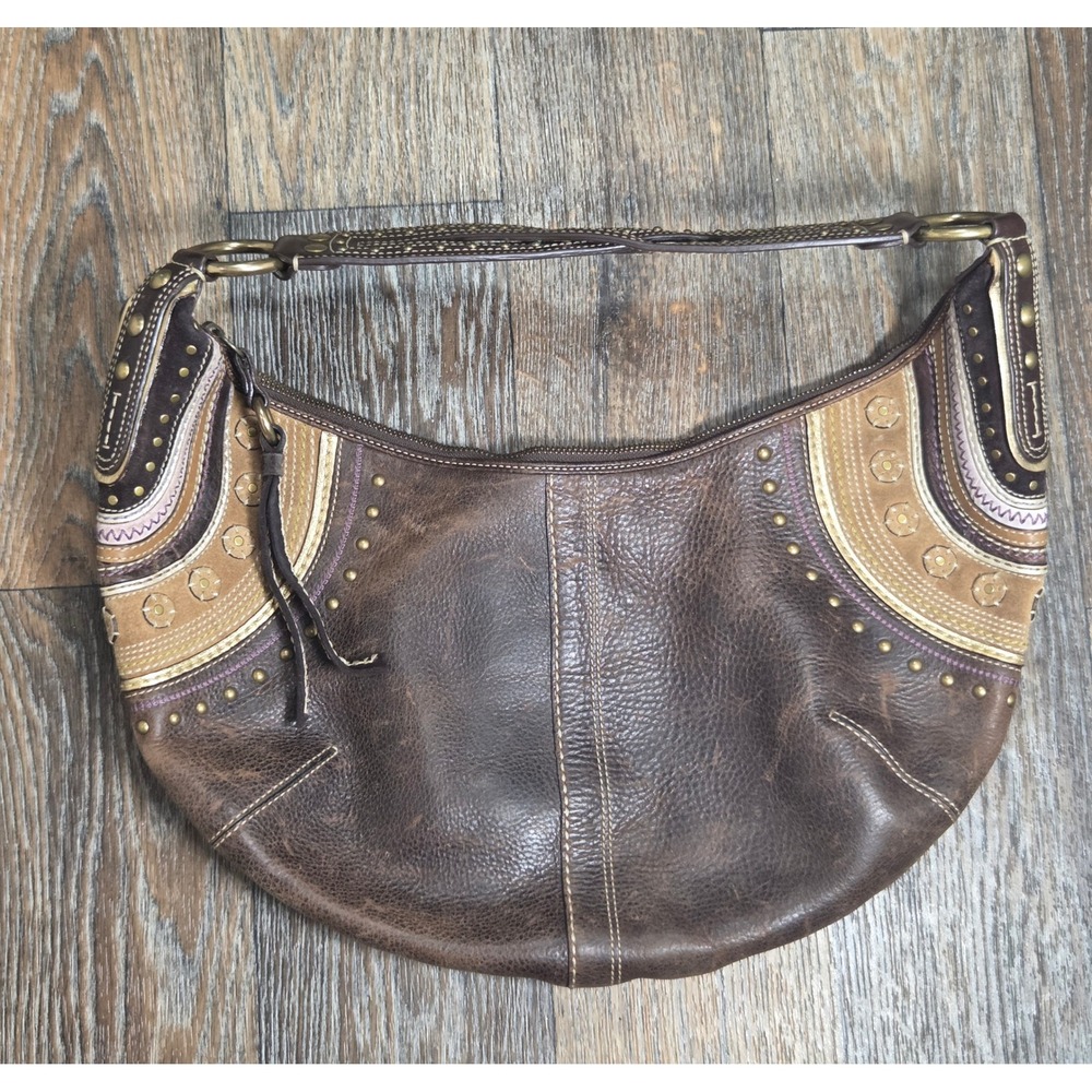 Coach Ergo Hobo Brown Leather Studded Western Shoulder Bag H0669-10478